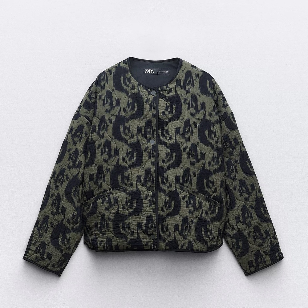 Zara Olive and Black Textured Jacket